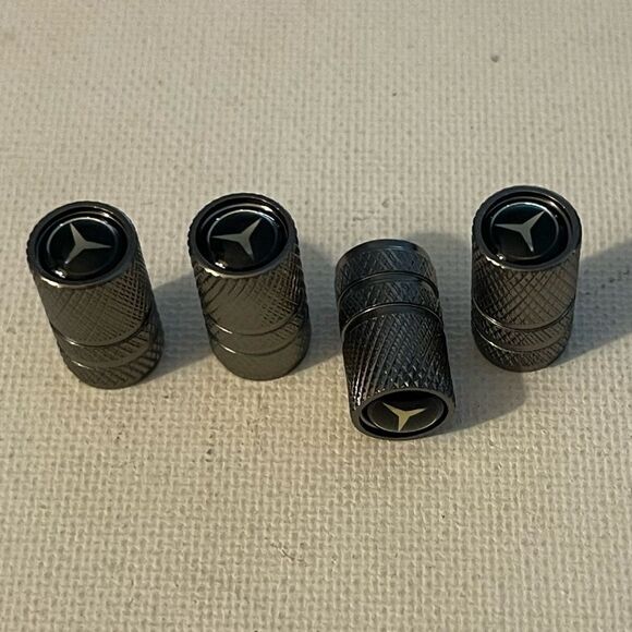 Mercedes Benz logo valve Stem caps in Gray set of 4 NWT - Picture 3 of 4